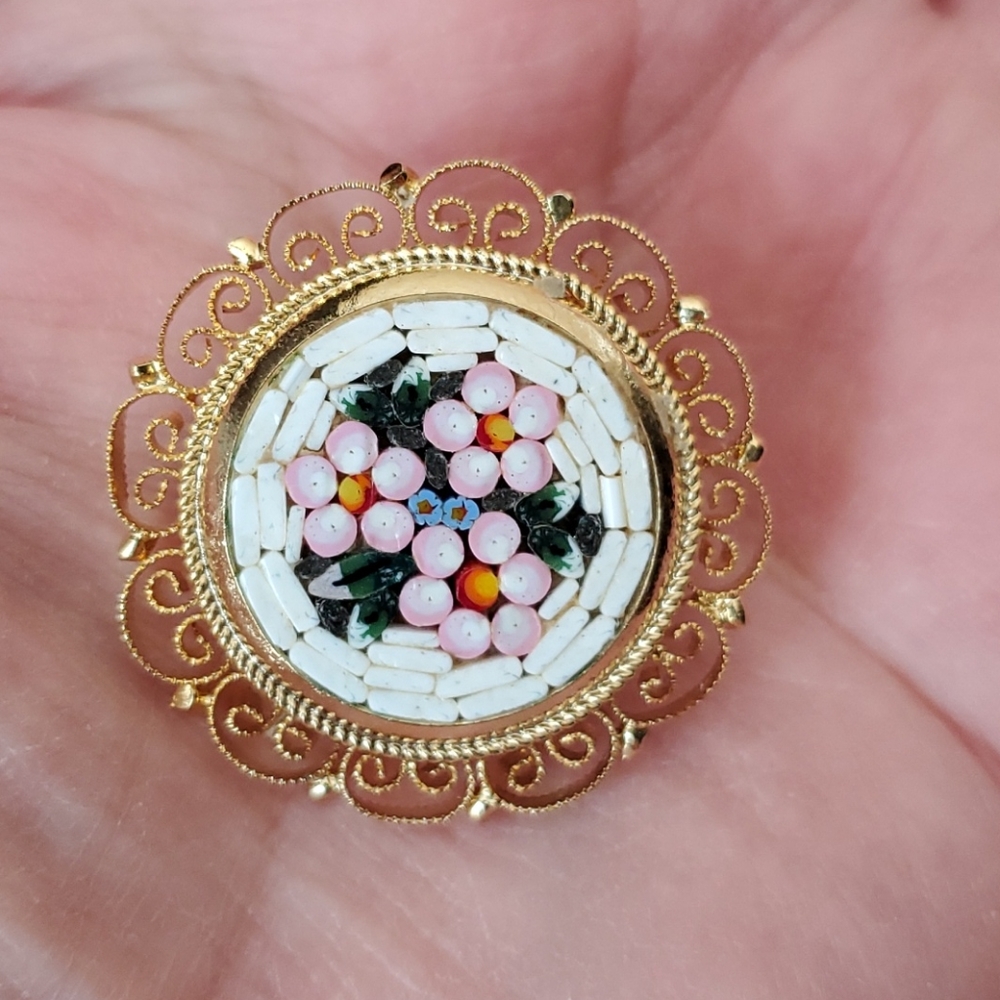 Vatican Gold tone Mosaic Pin